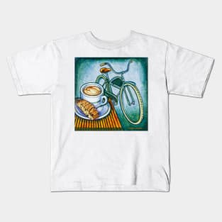 Green Electra Delivery Bicycle Coffee and biscotti Kids T-Shirt